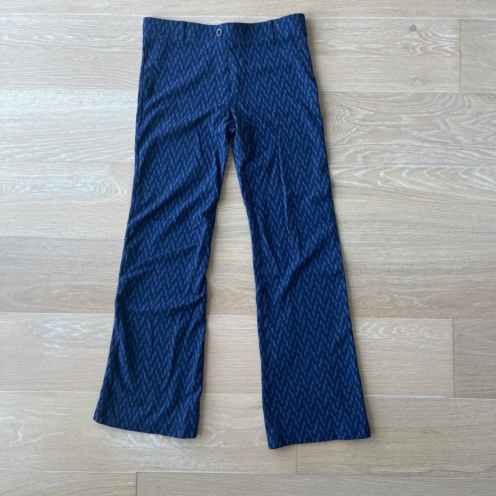 Betabrand Women's Boot-Cut Classic Dress Pant Yoga Pants Navy Geometric Medium